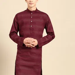 MANQ Striped Thread Work Cotton Kurta-picture-17