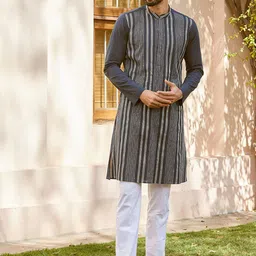 See Designs Striped Embroidered Thread Work Cotton Straight Kurta-picture-35