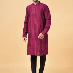 indus route by Pantaloons Dyed Mandarin Collar Regular Kurta-image-9
