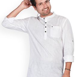 Authentics Mandarin Collar Thread Work Pure Cotton Straight Short Kurta-picture-41