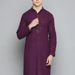 Jompers Men Embroidered Sequined Pure Cotton Kurta-picture-42