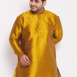 VASTRAMAY Men Mustard Yellow Thread Work Kurta-picture-10