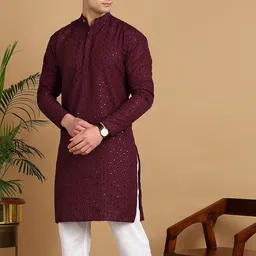 FUBAR Geometric Embroidered Thread Work Kurta-image-10