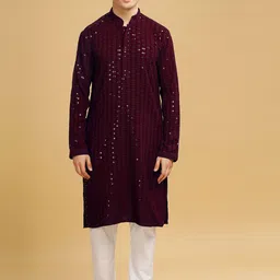 Anouk Men Geometric Embroidered Thread Work Kurta-15