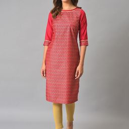 AURELIA Geometric Woven Design Boat Neck Kurta-picture-15