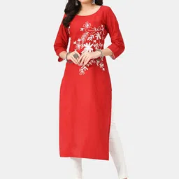 KALINI Floral Embroidered Cotton Straight Kurta-picture-29
