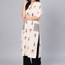 Divena Women Floral Printed A-Line Cotton Kurta-image-68
