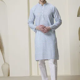 Satwaa Men Ethnic Motifs Printed Thread Work Kurta-image-41