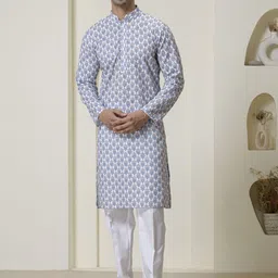 Satwaa Men Ethnic Motifs Printed Thread Work Kurta-image-44