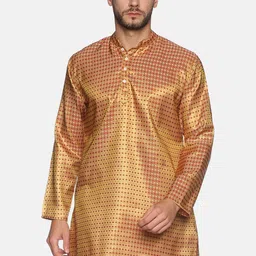 Sethukrishna Men Gold-Toned Ethnic Motifs Printed Kurta-picture-14