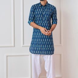 See Designs Ethnic Motif Printed Shirt Collar Pure Cotton Kurta-image-98