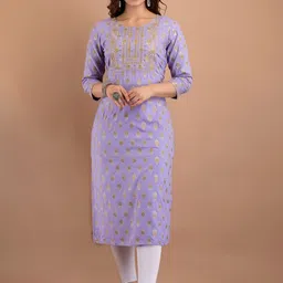 misbis Women Purple Ethnic Motifs Printed Rayon Kurta-51