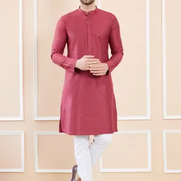See Designs Mandarin Collar Long Sleeves Thread Work Cotton Kurta-image-77