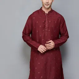 Melange by Lifestyle Sequin Thread Work Embroidered Straight Kurta-3