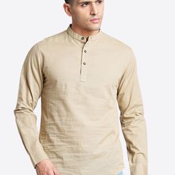 Blue Buddha Woven Design Thread Work Cotton Mandarin Collar Long Sleeves Straight Kurta-image-72