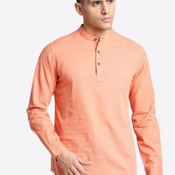 Blue Buddha Woven Design Thread Work Cotton Mandarin Collar Long Sleeves Straight Kurta-image-88