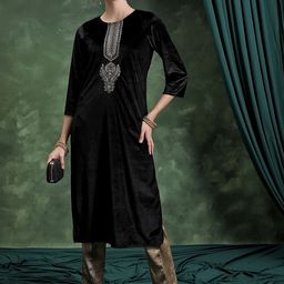Vishudh Black Thread Work Straight Kurta-image-83