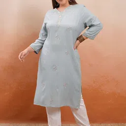 Vishudh Plus Size Embroidered Straight Kurta-picture-3