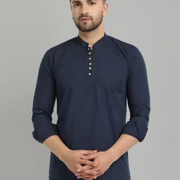 Majestic Mandarin Collar Straight Short Pure Cotton Kurta-picture-55
