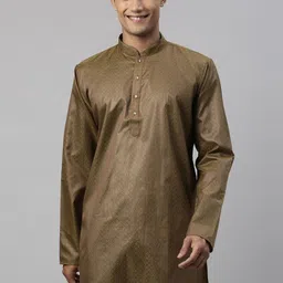 TATTVA Men Olive Green Woven Design Straight Kurta-picture-18