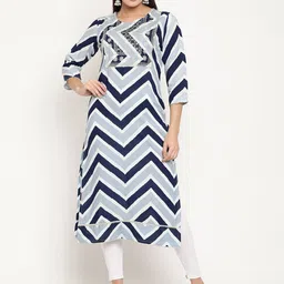 aayusika Women Chevron Printed Round Neck Kurta-image-28
