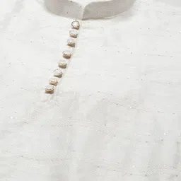 MANQ Men White Thread Work Dupion Silk Kurta image 5