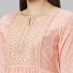 Globus Geometric Printed Sequinned A-Line Kurta image 2