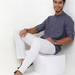 Ethnicity Mandarin Collar Roll-Up Sleeves Regular Kurta image 2