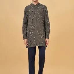 indus route by Pantaloons Abstract Printed Mandarin Collar Pure Cotton Straight Cotton-56