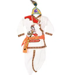 BAESD Boys Ethnic Motifs Embroidered Angrakha Pure Cotton Kurta With Dhoti Pants-image-43
