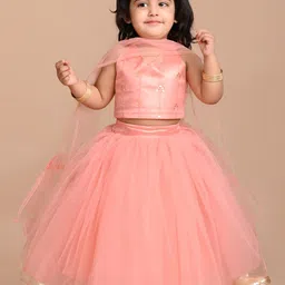 BAESD Girls Embroidered Net Thread Work Ready to Wear Lehenga & Blouse With Dupatta-53