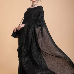 Sangria Women Black Embellished Sequinned Heavy Work Saree-17
