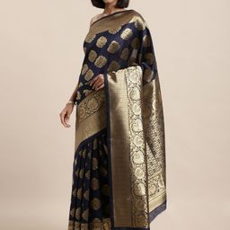 KALINI Floral Woven Design Zari Banarasi Saree-image-21