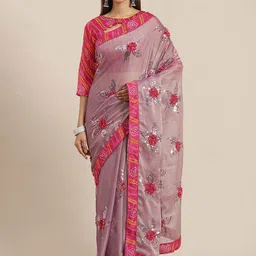 KALINI Embellished Sequinned Poly Chiffon Heavy Work Saree-19