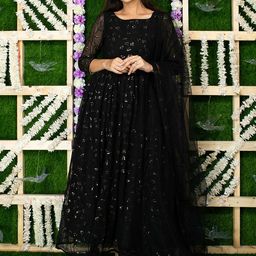 Label Shaurya Sanadhya Ethnic Motifs Embroidered Sequinned Kurta with Trousers & Dupatta image 1