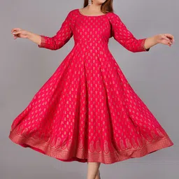 ao services Ethnic Motifs Printed Round Neck Anarkali Kurta-picture-44