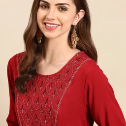 SHOWOFF Floral Yoke Design Thread Work Anarkali Kurta-picture-19