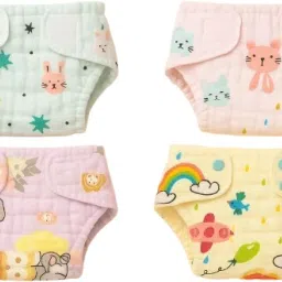 Organic Muslin Cotton Baby Diaper 6-Layer Reusable & Washable pack of 4-image-22