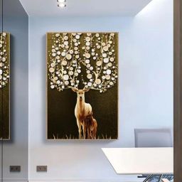 art street Deer Multicolour Synthetic Wood Wall Art-picture-21