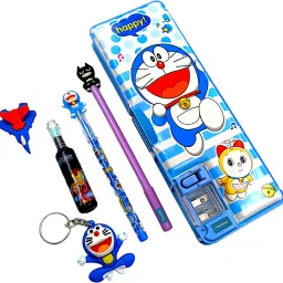 Doraemon Pencil Box Magnetic Lock, Dual Compartments, Stationery School Kit, Pencil Case Inbuild LED Light for Boys, Kids, Students Art Plastic Pencil Box-image-37