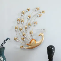 toughcrafts Iron Golden Peacock Wall Metal Art-picture-33