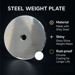 ymd 20 kg Steel Plates (2.5KGX4Pc,5KGX2Pc) 3FT Curl & 4FT Straight 28mm Rods Full Combo Home Gym Combo image 4