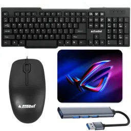 Henture By Prodot Keyboard & Mouse Combo with Aluminum Hub and Mouse Pad Combo Set-14