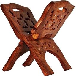 Divine Edge Wooden Pooja Book Stand – A Sacred Companion for Your Spiritual Wooden Brown Rehal-image-42