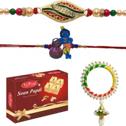 rakhi combo set bhaiya bhabhi or 1 kids rakhi with sweets patisa 400 gm pack Assorted Gift Box-image-35