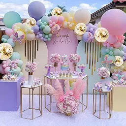 Solid Pastel Green Pink Purple Yellow Latex Balloons Arc with Confetti Balloons Garland DIY kit for Baby shower , Birthday , House Warming Party Decoration Balloon-image-27