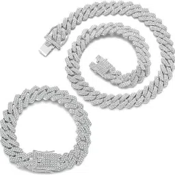 chain for boys men simple chain Neck Anti tarnish necklace long chains stylish Cubic Zirconia, Diamond, Crystal Silver Plated Metal, Stone, Silver, Alloy, Stainless Steel Chain-3