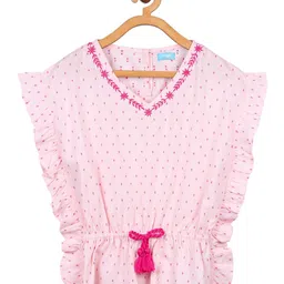 Miyo Pink Geometric Embroidered Ruffles Cinched Waist Top-image-52