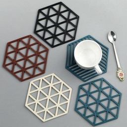 Silicone Trivet Mats Hot Pads Heat Resistant Bowl Mats (Pack of 4) HEXAGONE Trivet-30