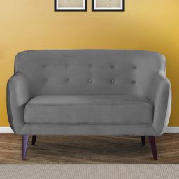 mintwud from pepperfry Rozaic Velvet 2 Seater Sofa in Grey Colour-picture-3